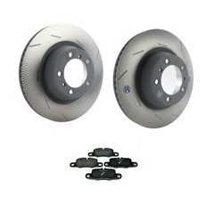 SHW Rear Rotors & Hella Low-Met Disc Brake Pad Kit for Porsche Panamera V8 AWD