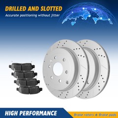 Rear Brake Rotors & Ceramic Pads For Chevy Traverse GMC Acadia Buick Enclave