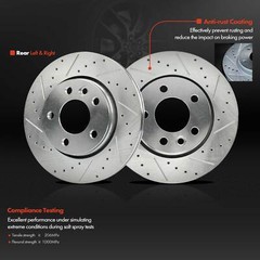 2x Rear Left & Right Drilled Brake Rotor for Volkswagen Transporter 10-19 2.0L