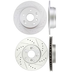 Front & Rear Drilled Slotted Brake Rotors Silver Set of 4 for Honda Element 2.4L