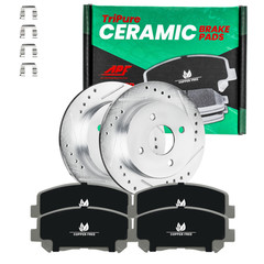 Rear Drill/Slot Rotors + Ceramic Copper Free Brake Pads For Hyundai/Kia 99-06