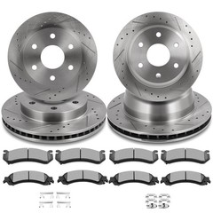 For Chevrolet For Suburban 1500 2003-2006 4WD Front Rear Slotted Brake Rotor Pad