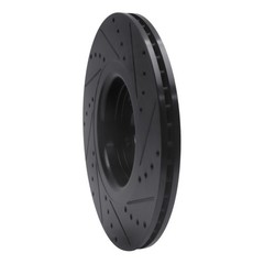 R1 For 14-18 Ford Focus ST Front Left Drilled & Slotted Black Brake Rotor