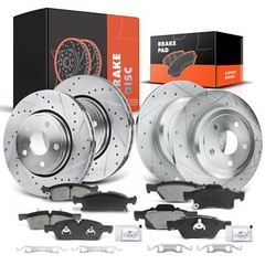Front&Rear Drilled Rotor&Brake Pad for Jeep Grand Cherokee 11-18 Dodge Durango