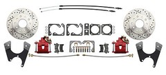1969-1974 NOVA Front Rear Disc Brake 8″ Booster Control Arms Package Red Caliper