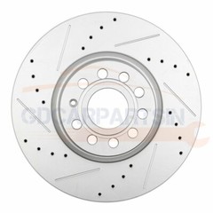 Brake Front Disc Rotors And Ceramic Pads Drilled Slot For Volkswagen GTI 06 – 14