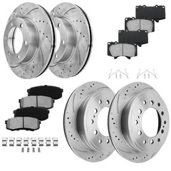 Front & Rear Brake Rotors +Ceramic Brake Pads for 2001-2006 2007 Toyota Sequoia