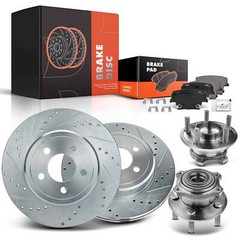 Rear Drilled Rotors & Brake Pad + Wheel Hub Bearing for Dodge Charger Chrysler