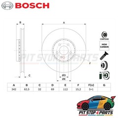 Bosch 0986479H41 Brake Disc Single 62 mm Fits Mercedes-Benz E-Class 2016-2020