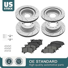 Front Rear Brake Disc Rotors &Ceramic Pads For Toyota Tundra Sequoia Lexus LX600