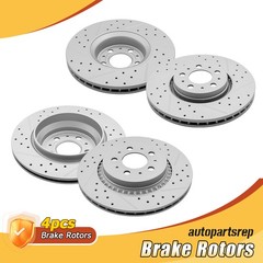 316mm Front & 308mm Rear Drilled Brake Rotors Kit for 2003-2013 2014 Volvo XC90
