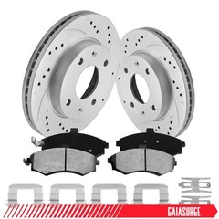 Front 257mm Drilled Rotors Ceramic Brake Pads for 2002 2003-2005 Hyundai Elantra