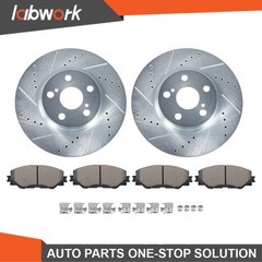 Labwork Front Drilled Rotor Brake Pads For Toyota Corolla 2009-2013 L4 2.4L