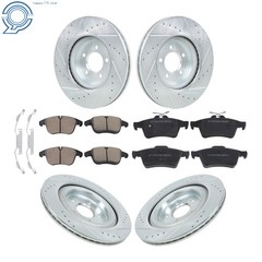 Front & Rear Drilled Brake Rotors & Brake Pad for Jaguar XF S-Type XJ8 326 mm