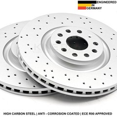 FOR AUDI SQ2 QUATTRO 2018- KINETIX CROSS DRILLED FRONT BRAKE DISCS PAIR 340mm