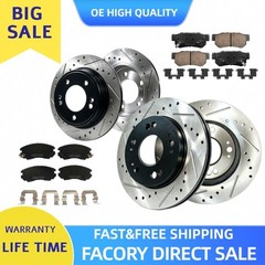 8pc Front Rear Drilled Disc Brake Rotor Ceramic Brake Pad for 2009 2010 Elantra