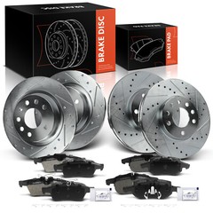 12x Drilled Brake Rotors&Ceramic Brake Pads for Saab 9-3 2004-2010 Front & Rear