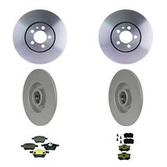 Hella Front and Rear Rotors Low-Met Disc Brake Pad Kit For Golf Jetta Passat AAA