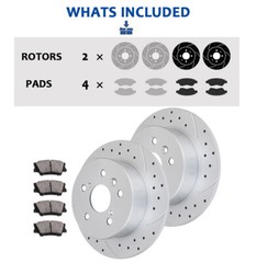 Fit for Honda Civic 2006-2015 260mm Rear Slotted Brake Rotors Pads Kit Brakes