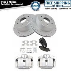 Rear Ceramic Pads Performance Drilled Slotted Zinc Coated Rotors & Calipers Kit