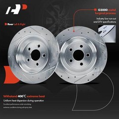 A-Premium Drilled Brake Rotors + Brake Pads Rear for Ford Fusion Edge Lincoln