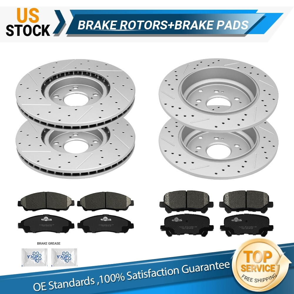 330mm Front and 334mm Rear Disc Rotors Brake Pads for Honda Pilot Acura MDX ZDX