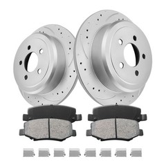 Front Rear Drilled Rotors Ceramic Brake Pads for 08-12 Jeep Liberty Dodge Nitro