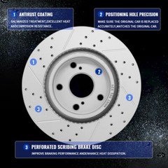 Rear Disc Drilled Brake Rotors Set of 2 for 2010 2011 Hyundai Sonata AZERA