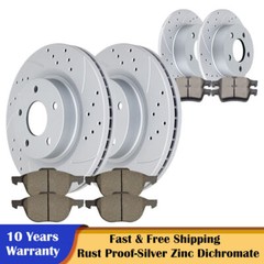 278mm Front Rear Drilled Rotors and Brake Pads Discs Kits Fit 12-18 Ford Focus