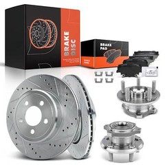 8x Rear Drilled Rotor & Brake Pad + Wheel Hub Bearing for Dodge Charger Chrysler