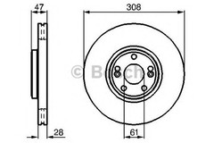 Bosch Brake Disc Single Front Diameter 308mm 61mm Vented 28mm 0986479199