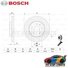 Bosch 0986479543 Brake Disc Single 51 mm Fits Kia Pro Cee’D 2008-2012 1351319