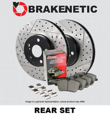 REAR BRAKENETIC Premium Drill Slot Brake Rotors + Ceramic Pads 55.33131.14