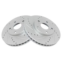 TRQ Performance Brake Rotor Drilled & Slotted Front Coated Pair for Toyota