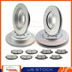 Front + Rear Brake Disc Rotors And Ceramic Pads Slotted For 05-10 Honda Odyssey