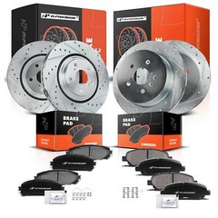 A-Premium Front and Rear Drilled Brake Rotors & Brake Pads for Toyota Highlander