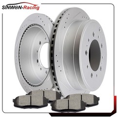 For 08- 13 LX570 10 – 16 Sequoia Rear Drill Slot Brake Rotors And Ceramic Pads