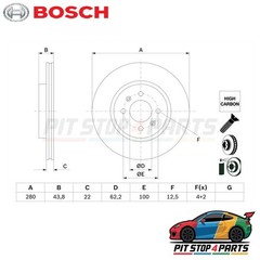 Bosch 0986479E98 Brake Disc Single 43 mm 51712H85 51712C85 517121W5