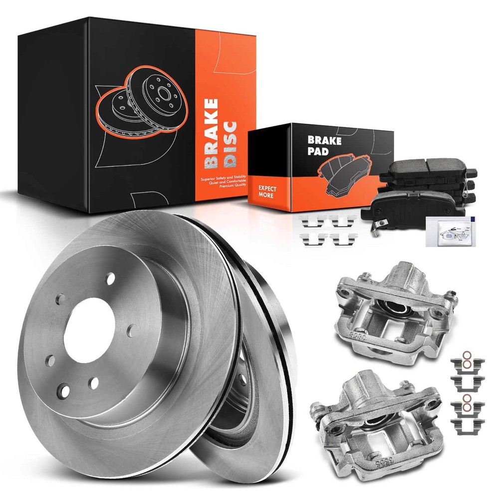 Disc Brake Rotors & Pads + Brake Calipers for Nissan Rogue 2014-2018 LEAF Rear