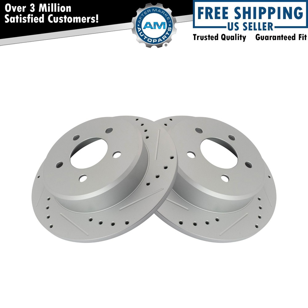 Performance Brake Rotor Drilled Slotted G-Coated Rear Pair for Dodge