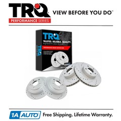 TRQ Performance Drilled Slotted Coated Rotor Front Rear Set of 4 for Subaru