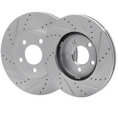 Front Right & Left Drilled-Slotted Disc Brake Rotors For Lincoln Town Car 11-03
