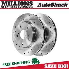 Front Drilled Slotted Brake Rotors Silver Pair 2 for Toyota RAV4 Scion xB 2.5L