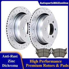 Drilled Rear Brake Rotors and Pads for 2004 2005-2008 Ford F-150 Lincoln Mark LT