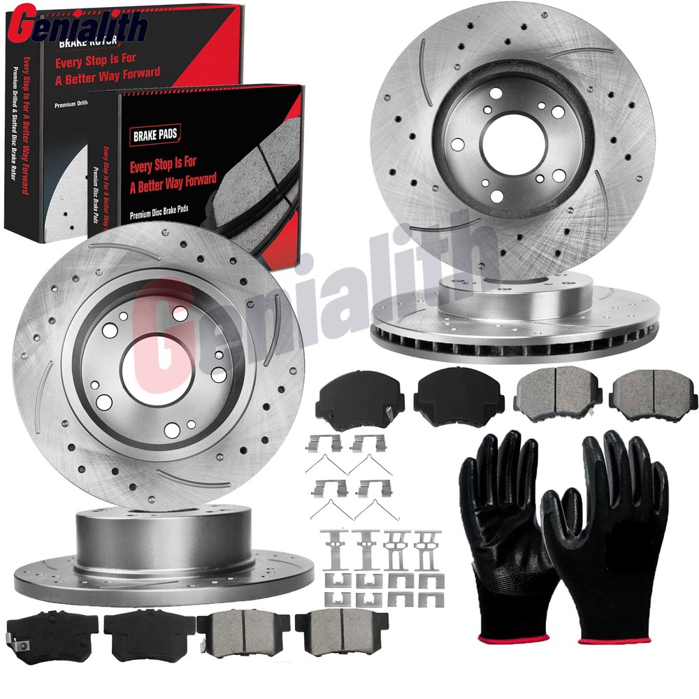 11.1in Front & 10.2in Rear Brake Rotors Brake Pad For Honda Civic 2013-2014 2015