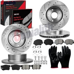 11.1in Front & 10.2in Rear Rotors Ceramic Brake Pads For Honda Civic 2013-2015