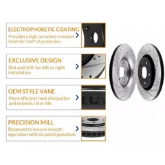 For 2014 – 2020 Nissan Rogue Front & Rear Drilled Brake Rotors Ceramic Pads Set