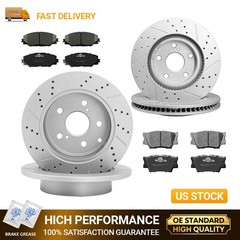 11.65” Front & 11.06” Rear Drilled Rotors Brake Pads for 2006-2018 Toyota Rav4