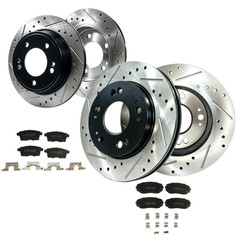 12.60in Front +12.79in Rear Brake Rotors Ceramic Pad for 2007-2015 Mazda CX-9