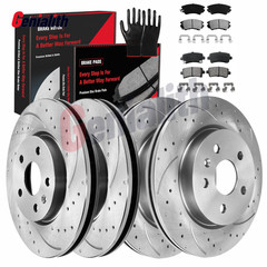 Front Rear Disc Drilled Slotted Rotors Pads For 2010 – 2011 Saab 9-5
